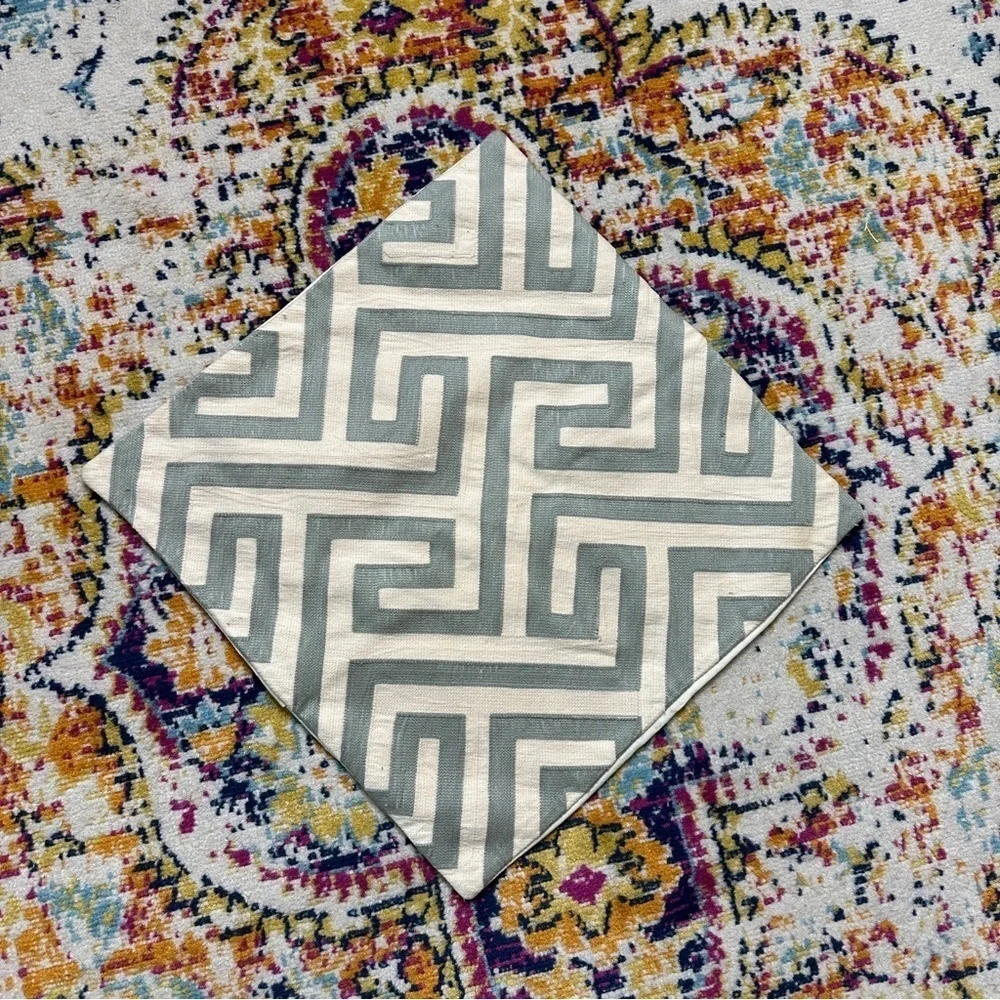 West Elm Button Back Geometric Pattern Throw Pillow Cover 18 x 18”